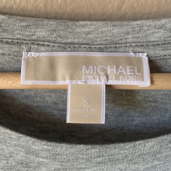 MICHAEL KORS Sequin Cold Shoulder Gray Short Sleeve Top - Picture 8 of 13